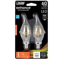 Feit Electric 可调光火焰尖头透明灯泡 E12 60 瓦 2PK