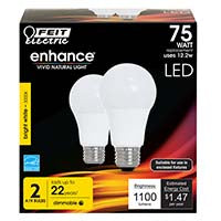 Feit Electric Enhance Regulable Blanco Brillante 75 Watt A19 1100 Lúmenes