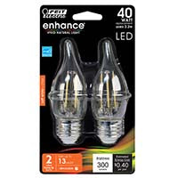 Bombilla de luz diurna Feit Electric regulable con punta de llama E26 - 40 vatios (paquete de 2)