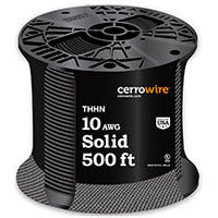 CerroWire 10 实心 THHN 500 英尺 - 黑色