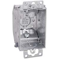 Caja de interruptores STEEL CITY, conectable, 2-1/4" de profundidad, abrazaderas NM, orejas