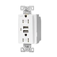 带双插座的 Eaton USB-A 充电器 - 15A、3.6A USB-A