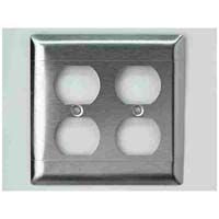 Placa de pared con salida dúplex de acero inoxidable, 2 unidades, color plateado, 1 unidad
