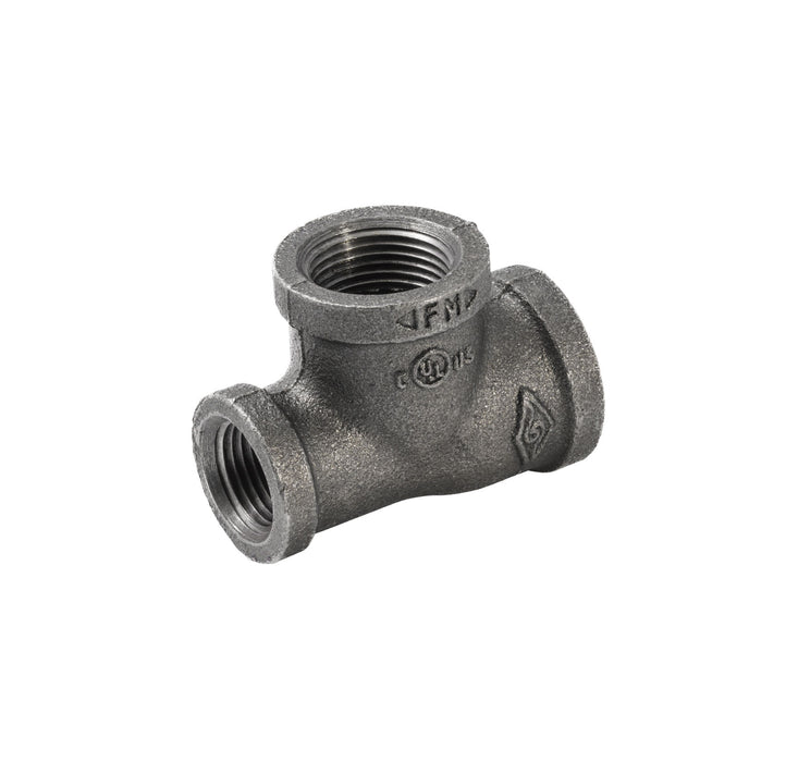 Black Iron Reducing Tee - 1/2" x 1/2" x 3/4"