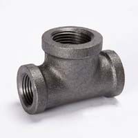 STZ Black Malleable Iron Reducing Tee - 1" x 1" x 3/4"
