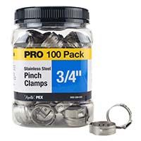APOLLO PEX Abrazaderas de pellizco de acero inoxidable Paquete PRO 100 - 3/4