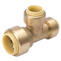 QuickFitting Brass Reducing Tee - 3/4" x 3/4" x 1/2"