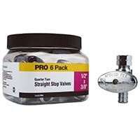 APOLLO PEX Quarter Turn Straight Stop Valves Pro 6 Pack- 1/2" X 3/8"