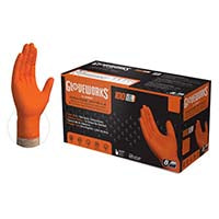Guantes de trabajo extragruesos de nitrilo naranja Gloveworks, talla XL