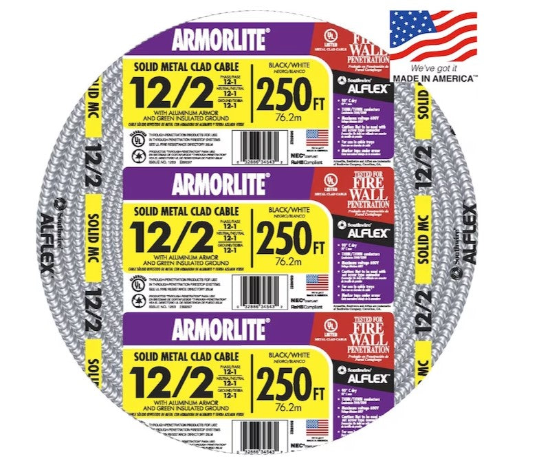 Armorlite 12/2 Solid MC Cable - 250'