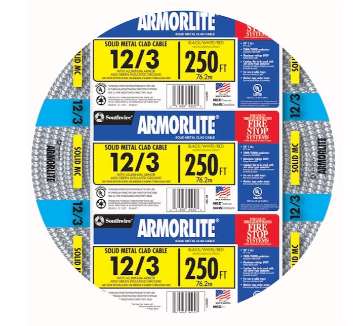 Southwire Armorlite 12/3 Solid MC Cable - 250'