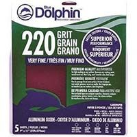 Blue Dolphin Aluminum Oxide Sandpaper 220 Grit (5 Pack) - 9" X 11"