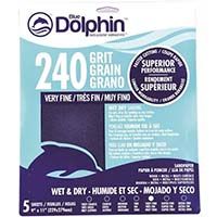Blue Dolphin Wet and Dry Sanding Sheets 240 Grit (5 Pack)- 9" X 11"