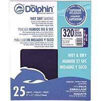 Blue Dolphin Wet Dry Sanding 320 Grit (25 Pack) - 9" X 11"