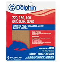 Blue Dolphin Natural Garnet 5 Pack (220 Grit, 150 Grit, 100 Grit)- 9 x 11 Sheets