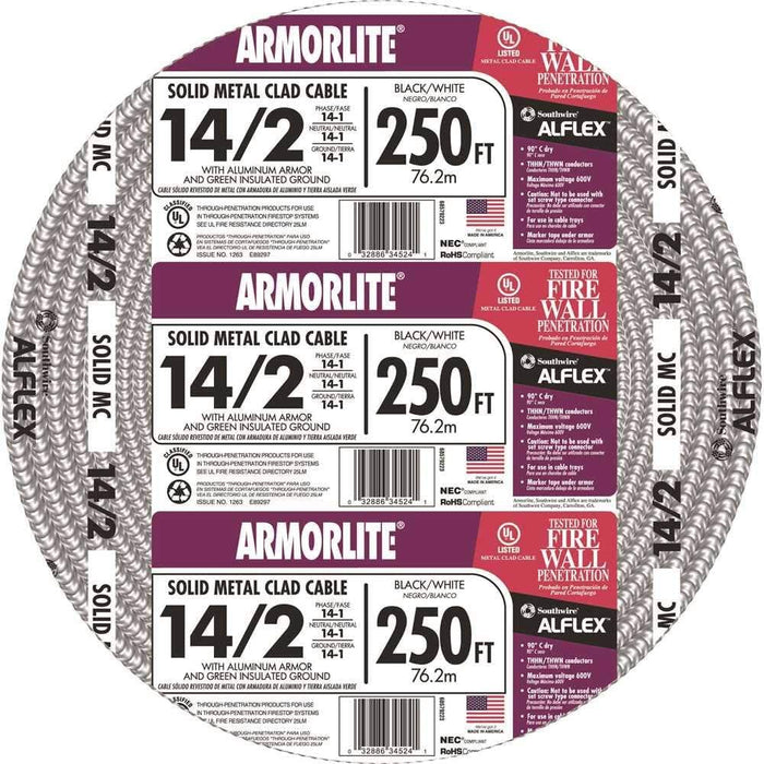 Armorlite 14/2 Solid MC Cable - 250'