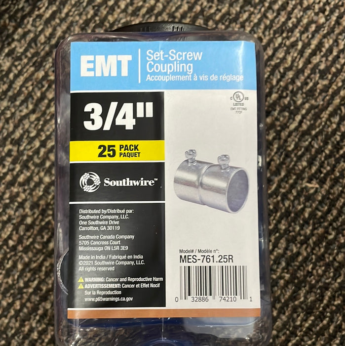 Acoplamiento de tornillo de fijación Southwire EMT - 3/4" (25 cant.)