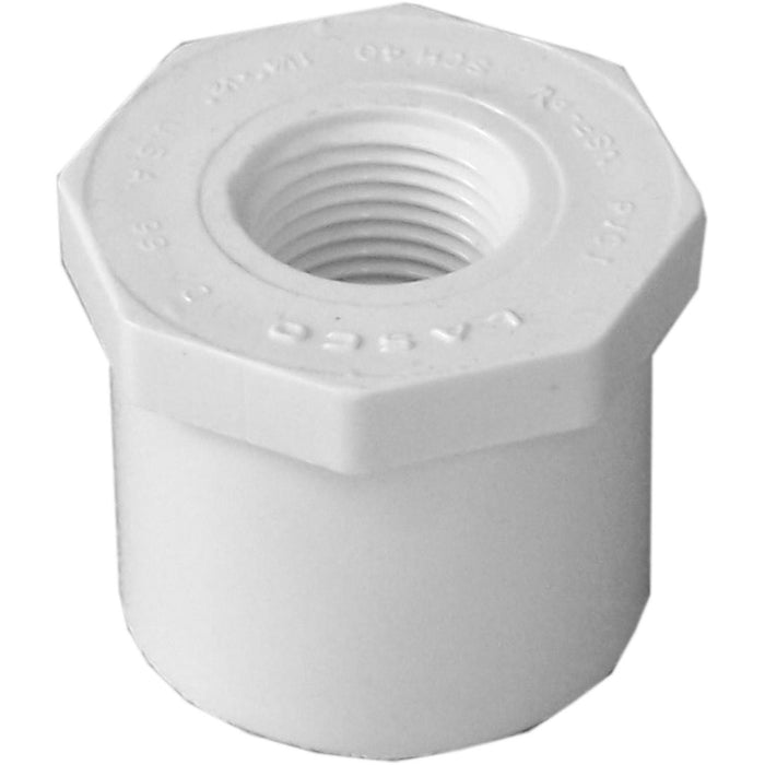 Charlotte Pipe PVC Sch40 Reducer Bushing Flush Style- 1-1/4" x 1" Spg x FPT