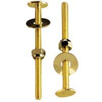 Plumb Pak Toilet Bolt Set w/ Brass Plate - 1/4" x 3-1/2"