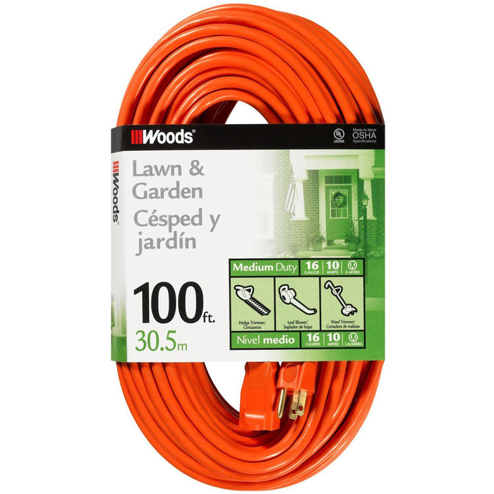 Woods Extension Cord (16 Gauge, 10 AMPS) - 100'