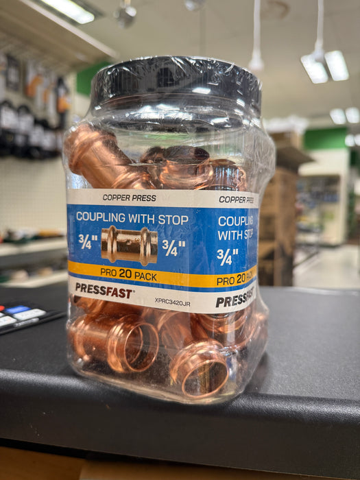 Press Fast Copper Press 3/4" Coupling With Stop (20 Pack)