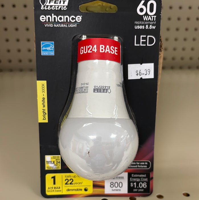 Feit Electric Enhance Regulable Blanco Brillante 60 Watt A19 800 Lúmenes