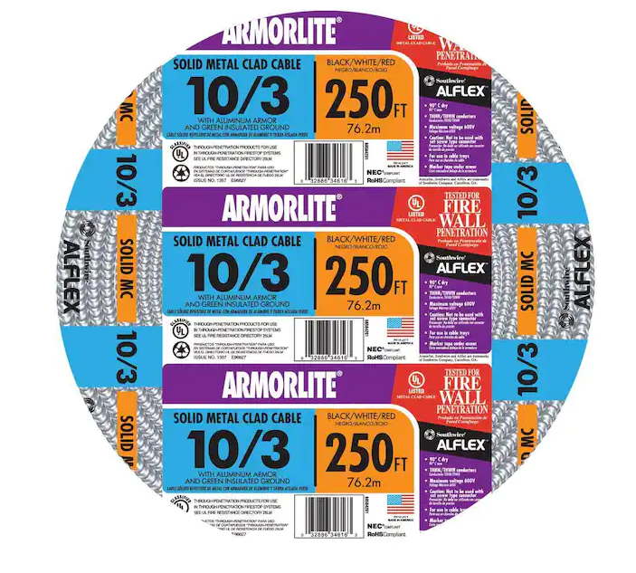 Armorlite 10/3 Solid MC Cable - 250'