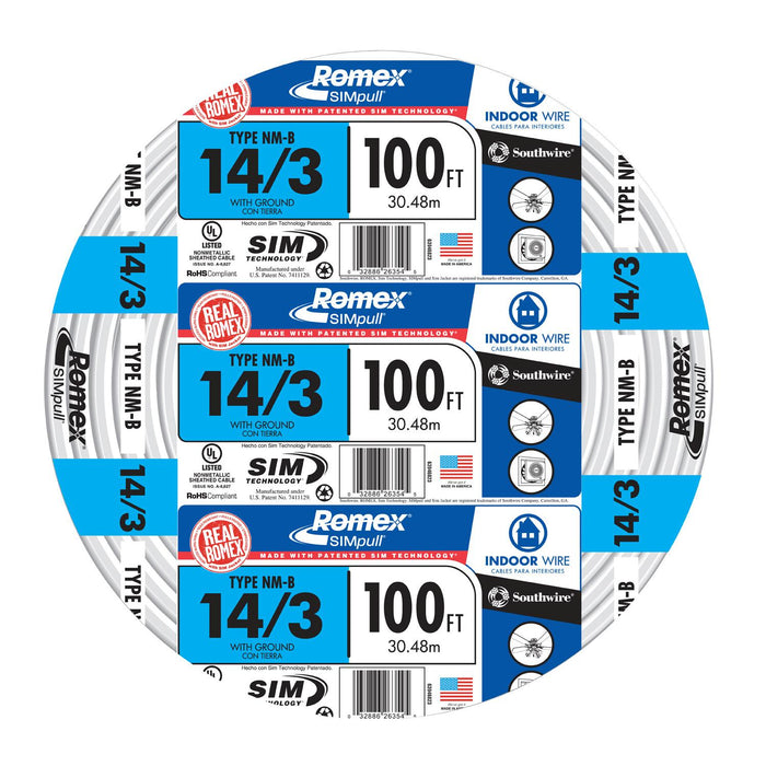 Romex 14/3 NMB W/Ground - 100'