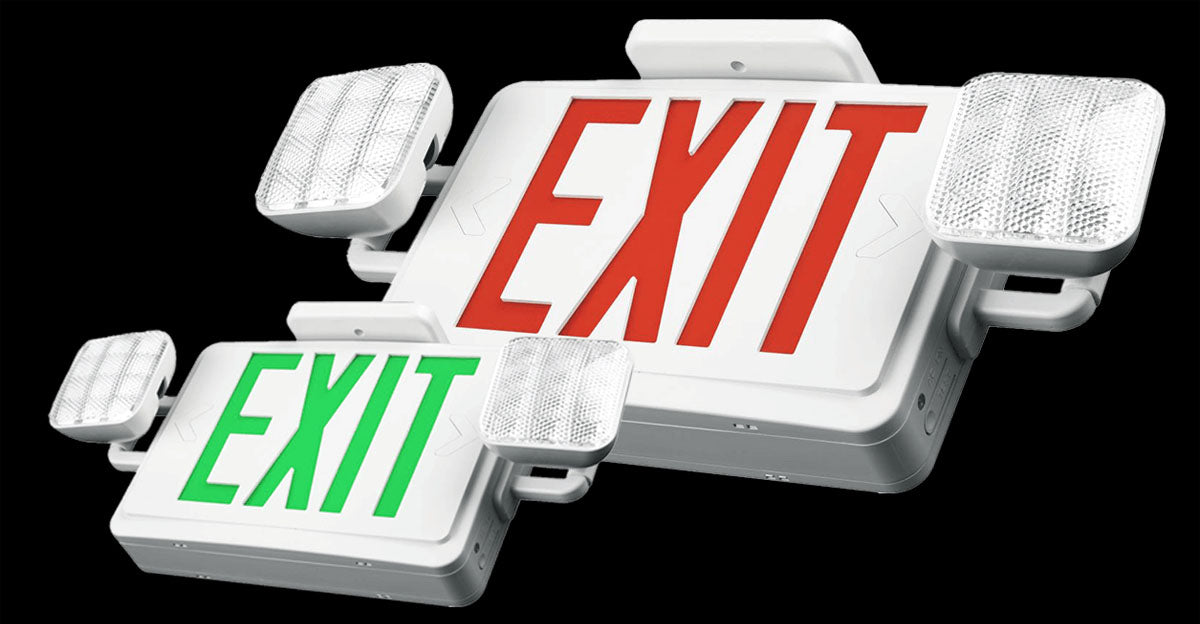 ETI EMERGENCY LIGHT WITH EXIT SIGN Combo with Red and Green Letters