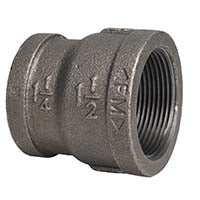 STZ 1" x 3/4 Black malleable iron reducer coupling