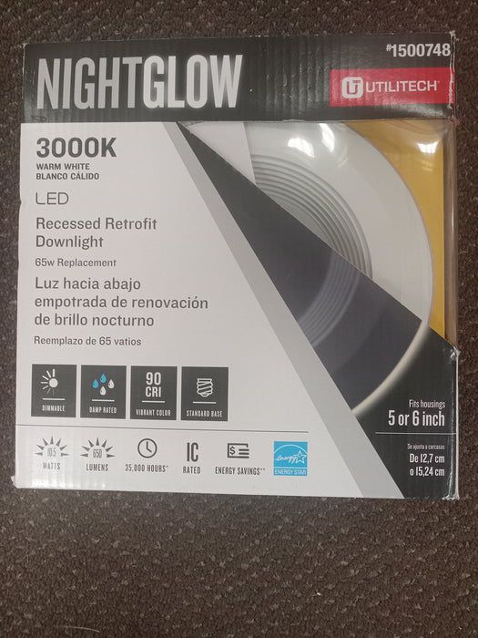 Utilitech Nightglow Dimmable Recessed Retrofit Downlight 65 Watt-Warm White