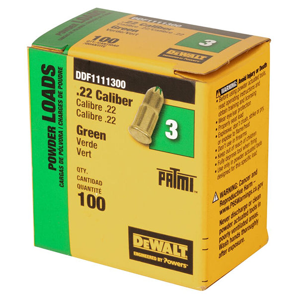 LOAD A.22 GREEN DEWALT, 100-pk
