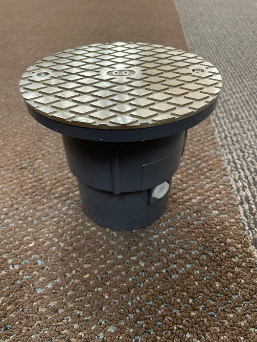 Braxton Harris 3" X 4" PVC Pipe Fit Cleanout w/ 3-1/2" Plastic Spud & 6" Bronze Cover
