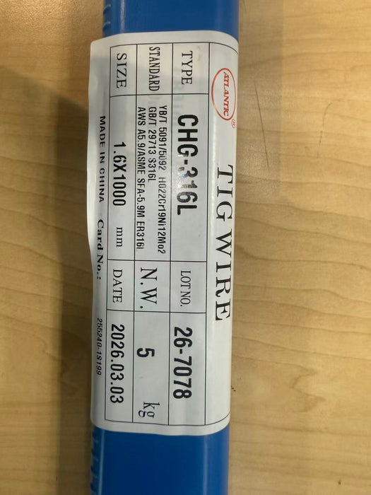 Atlantic CHG-316L ER316L Tig Wire 1.6mm x 1000 - 5 kg Box