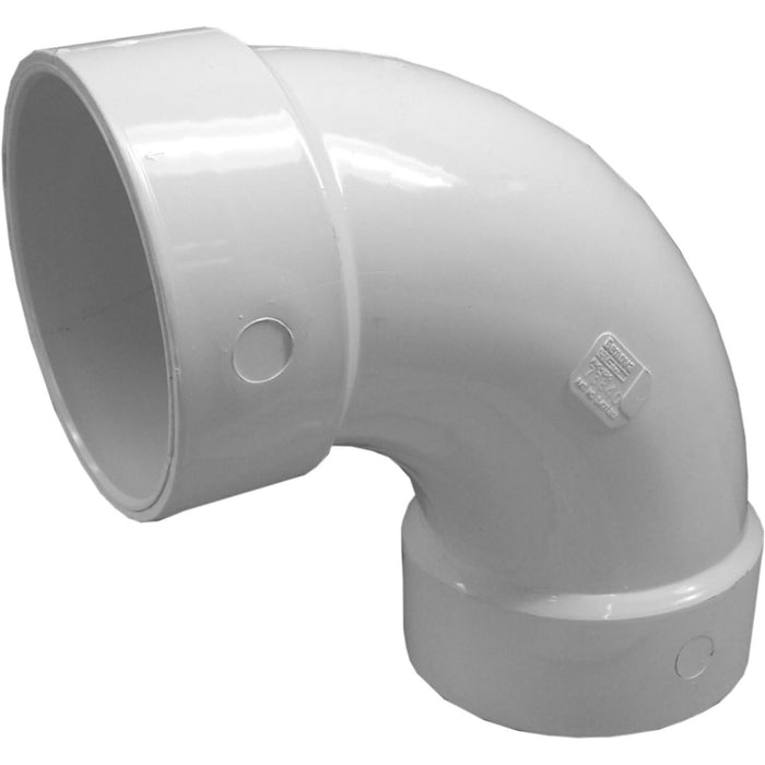 Charlotte Pipe PVC DWV Codo de barrido largo con cubo x cubo de 90° - 4"