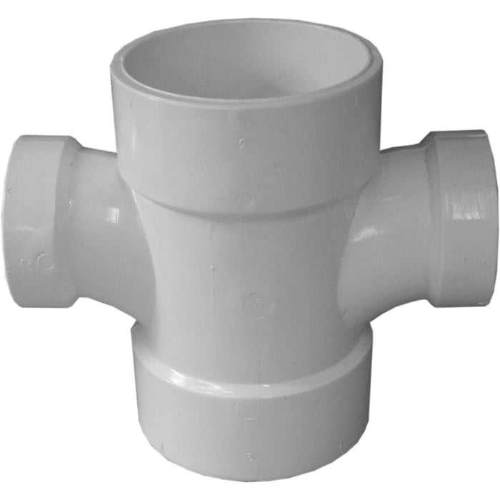 Charlotte Pipe PVC-DWV Tee reductora sanitaria doble - 3" x 3" x 2" x 2"