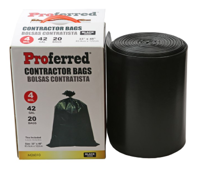 Proferred Contractor bags 4 mil 42 gallon 20 bags
