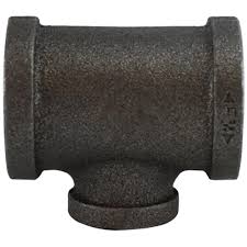 Black Malleable Iron Reducing Tee- 1-1/2' X 1-1/2 " X 3/4"