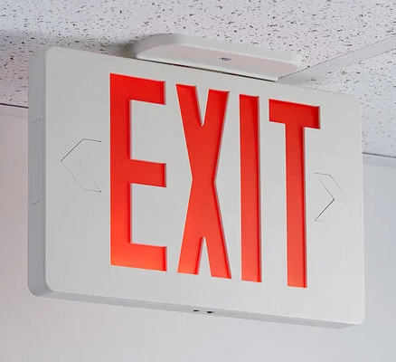 RED EMERGENCY EXIT SIGN with battery backup