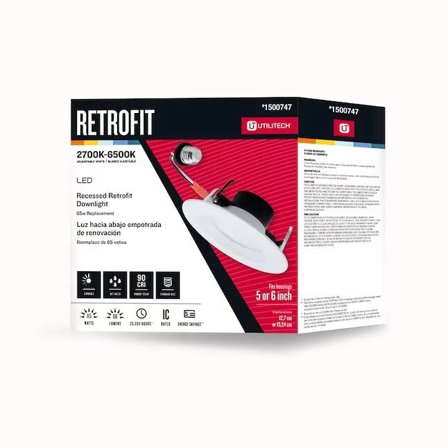 Utilitech Retrofit Recessed Downlight 5 or 6 Inch adjustable white 650 ...